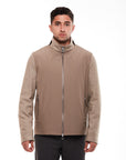Wool Blend Bomber Jacket - Beige