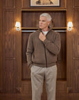Cashmere Reversible Knitted Bomber - Tobacco Brown