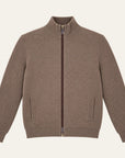 Cashmere Reversible Knitted Bomber - Tobacco Brown