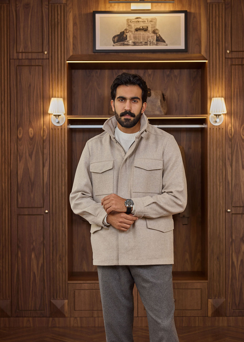 Field Jacket - Cashmere Blend - Desert Sand Beige – Ertho Official