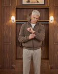Cashmere Reversible Knitted Bomber - Tobacco Brown