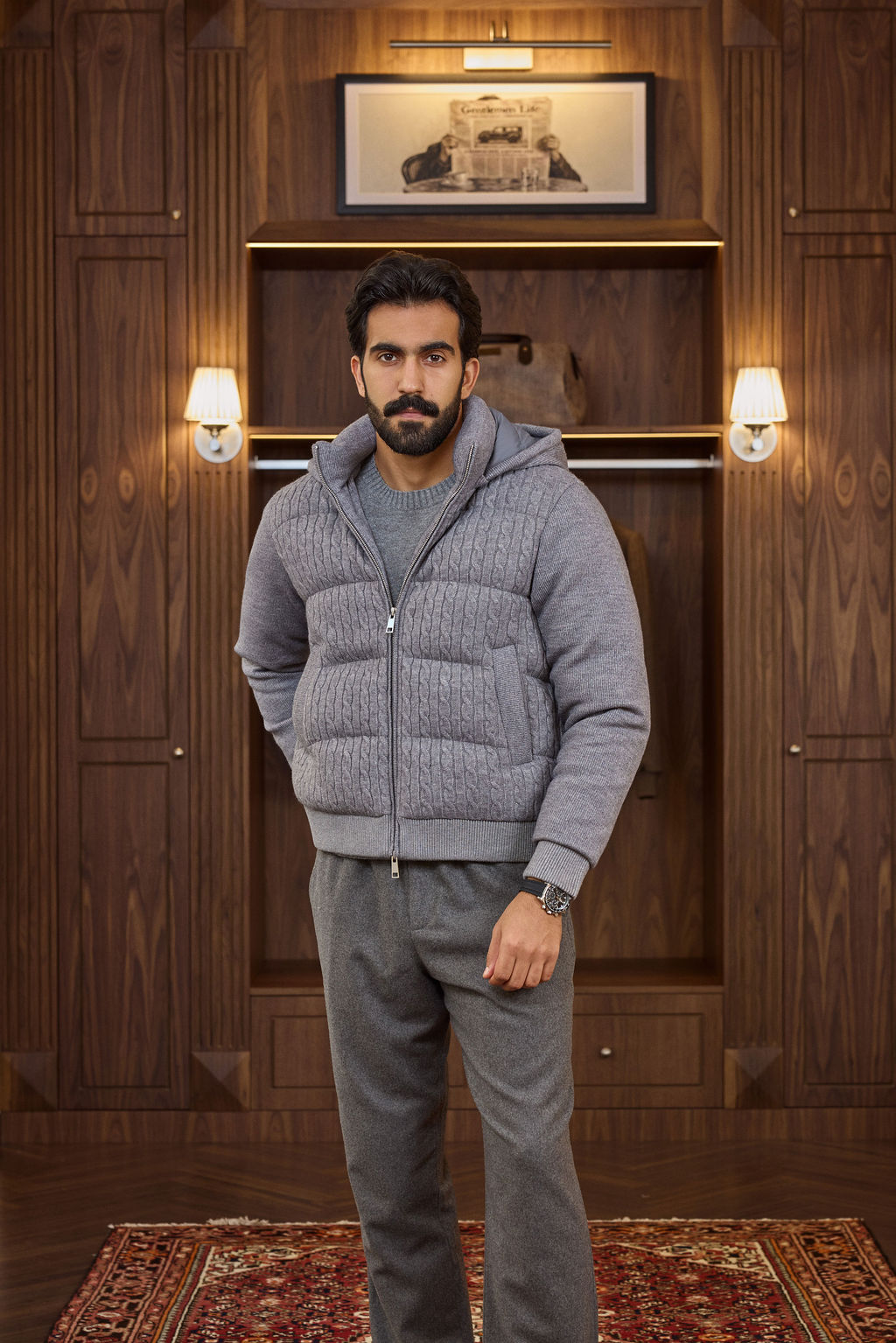 Knitted Down Jacket - Grey