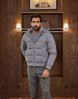Knitted Down Jacket - Grey