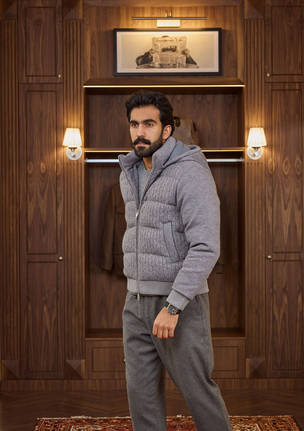 Knitted Down Jacket - Grey