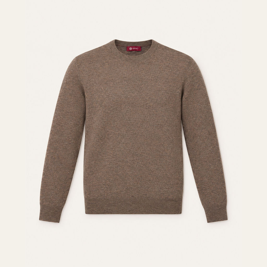 Cashmere Blend Crewneck Sweater - Tobacco Brown